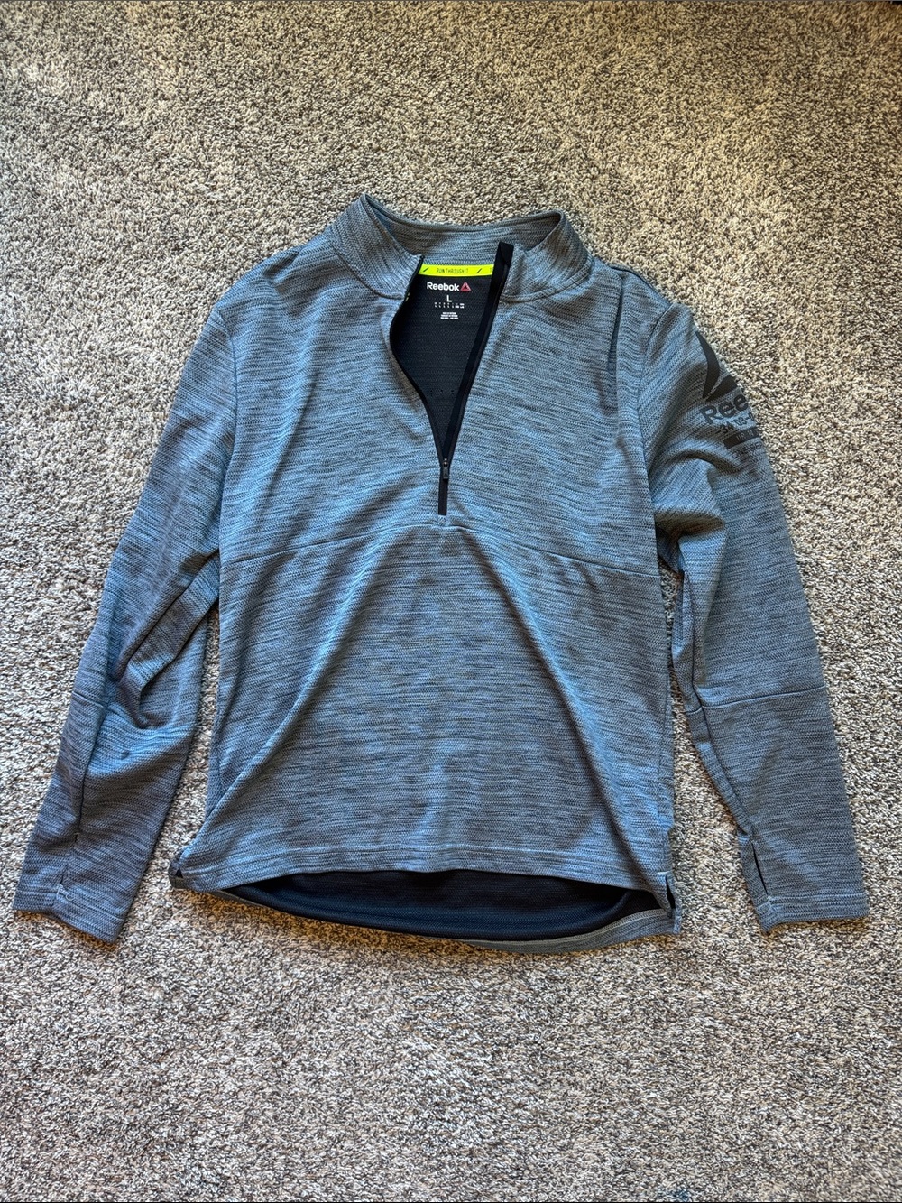 Reebok Men's Heather Gray Half-Zip Performance Pullover
